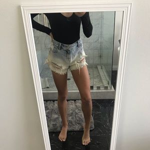 Ombré faded high waisted shorts